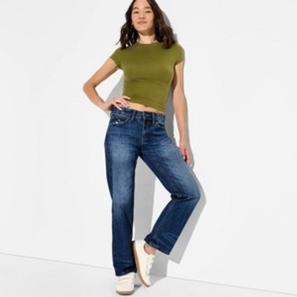 Wild Fable Women's Mid Rise Straight Leg EasyRigid Jeans Dark Wash Size 14